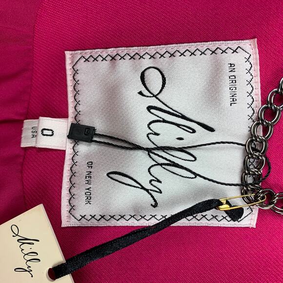 MILLY Size 0 Fuchsia Black Polyester Wool Jacket Blazer - Picture 7 of 7